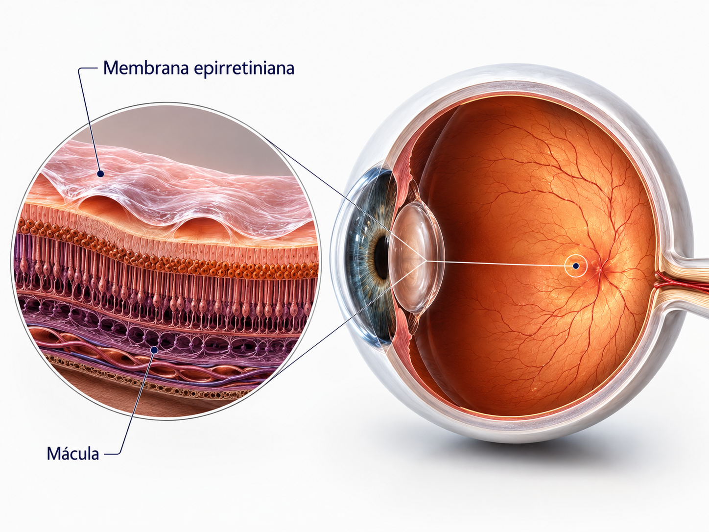 Esquema de membrana epirretiniana sobre la mácula